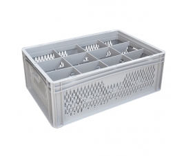 Ventilated Basicline Euro Container With 12 Hole Glassware Inserts