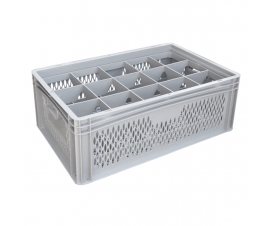 Ventilated Basicline Euro Container With 15 Hole Glassware Inserts
