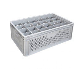 Ventilated Basicline Euro Container With 24 Hole Glassware Inserts