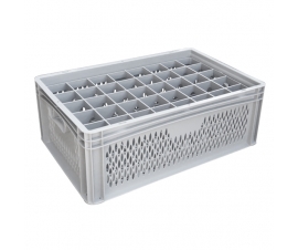 Ventilated Basicline Euro Container With 40 Hole Glassware Inserts