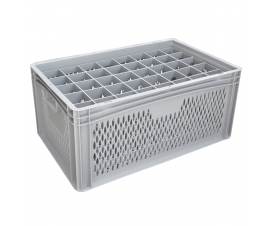 Ventilated Basicline Euro Container With 40 Hole Glassware Inserts