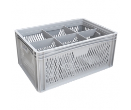 Ventilated Basicline Euro Container With 6 Hole Glassware Inserts