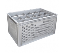 Ventilated Basicline Euro Container With 15 Hole Glassware Inserts