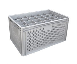 Ventilated Basicline Euro Container With 24 Hole Glassware Inserts