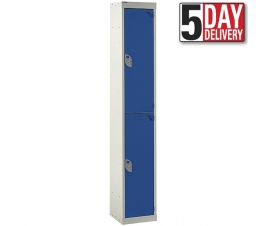 2 Door Steel Locker - 300mm Depth In Blue