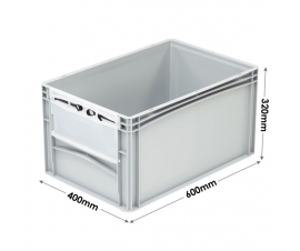Euro Container with Open End with Clear Closable Door/Flap (600 x 400 x 320mm)