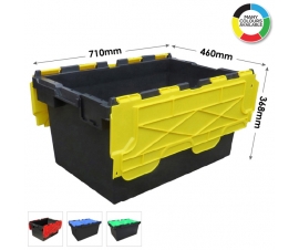 LC3-P Plastic Storage Crates Boxes Black Base, Yellow Lids