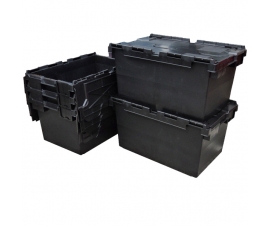 5 x Large Plastic Storage Distribution LC3 Crates in Black