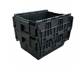 Attached Lid Container Tote Box Recycled Black Nested