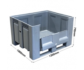 Large Plastic Pallet Box With Runners And Drop Door