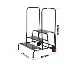 Climb-It Wide Work Steps 3 Tread Double Handrail Dimensions