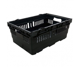 Black Bail Arm Stacking & Nesting (600 x 400 x 253mm) Ventilated Crate