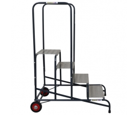 Climb-It Wide Work Steps 4 Tread With Double Handrail Side View