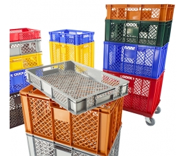 Coloured Stacked Ventilated Containers