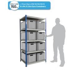 Shelving Bay with 8 x BK-ES64/32 (64.5 Litre) Euro Stacking Containers