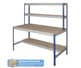 Rivet Workstation Bench with Half Undershelf