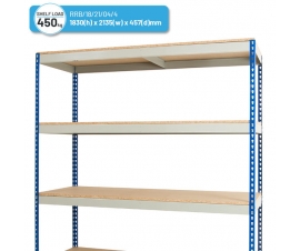 Heavy Duty Rivet Racking - Wide Shelving Bay (1830h x 2135w x 457d mm) with 4 Shelves