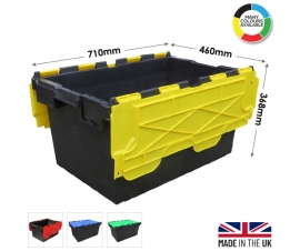 LC3-P Plastic Storage Crates Boxes Black Base, Yellow Lids
