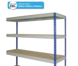 Medium Duty Rivet Racking Shelving Bay (1830h x 1830w x 762d mm) with 4 Shelves