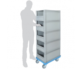 Order Picking Trolley with 5 Open Front Euro Containers