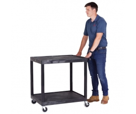 Strong Plastic Shelf Trolley with 2 Shelves In Use