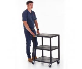 Plastic Shelf Trolley with 3 Flat Shelves In Use