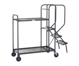 2 Tier Picking Trolley In Grey With Timber Shelves