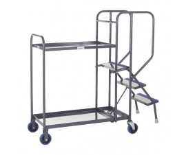2 Tier Picking Trolley In Grey With Steel Shelves