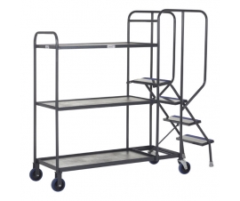 3 Tier Picking Trolleys With Shelves In Grey