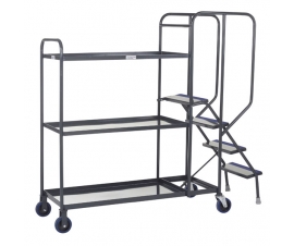 3 Tier Picking Trolleys With Steel Shelves In Grey