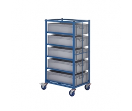 Mobile Tray Rack With 5 Euro Containers Back View