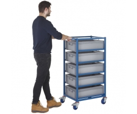 Mobile Tray Rack With 5 Euro Containers In Use