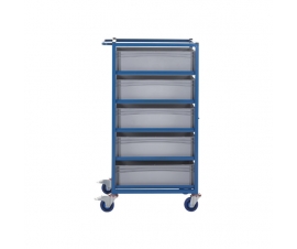 Mobile Tray Rack With 5 Euro Containers Side View