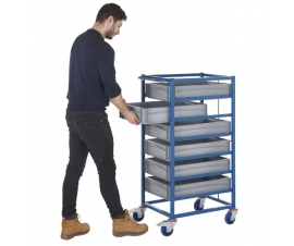 Mobile Tray Rack With 6 Euro Containers In Use