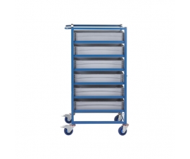 Mobile Tray Rack With 6 Euro Containers Side View