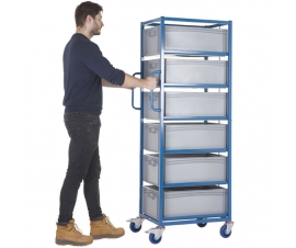 Mobile Tray Rack With 6 Euro Containers In Use