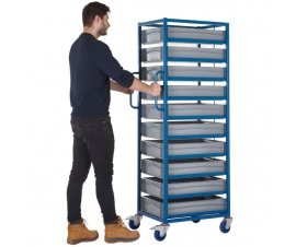 Mobile Tray Rack With 10 Euro Containers In Use