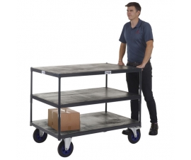 Heavy Duty Shelf Trucks with Timber Shelving In Use