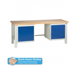 Heavy Duty Workbench With 2 x Cupboards