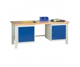 Heavy Duty Workbench With 2 x Cupboards