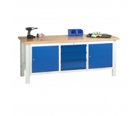 Heavy Duty Workbench With Drawer Unit and  2 x Cupboard Units
