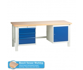 Heavy Duty Workbench With Drawers & Cupboard