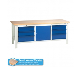 Heavy Duty Workbench With 2 x Drawer Unit and  a Cupboard Unit