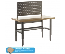 Adjustable Height Workbench with Louvre Panel
