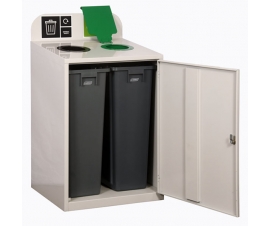 2 Bay Recycling Bin In Grey Open