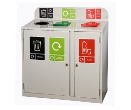 3 Bay Recycling Bin In Grey
