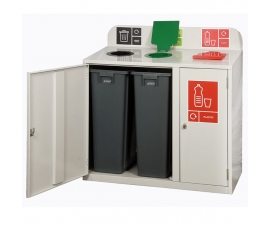 3 Bay Recycling Bin In Grey Open