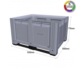 Large Plastic Pallet Box with 2 Runners In Grey