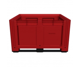 Large Plastic Pallet Box with 2 Runners In Red Side View