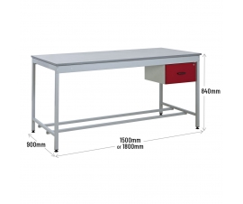Taurus Utility Workbench with One Drawer Dimensions